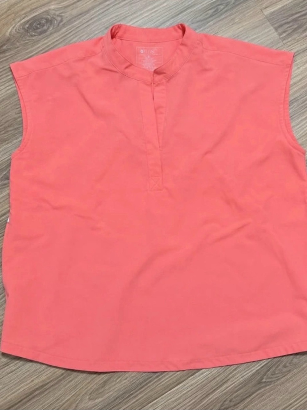 Figs Coral Sleeveless Henley Tank